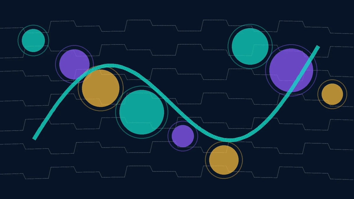 Editorial illustration with layered geometric forms on a dark background.