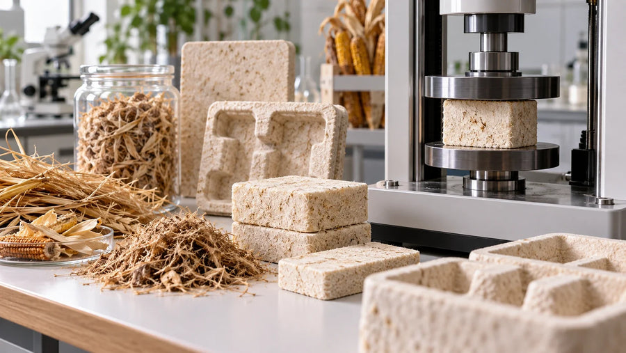 AI-generated editorial illustration for “Mycelium Biofoams: What the New Cushioning Study Actually Proved”; conceptual scene, not a real photograph or factual evidence.