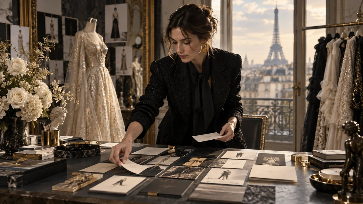 AI-generated editorial illustration for “Paris Fashion Week SS27: How to Use the Official Provisional Calendar”; conceptual scene, not a real photograph or factual evidence.