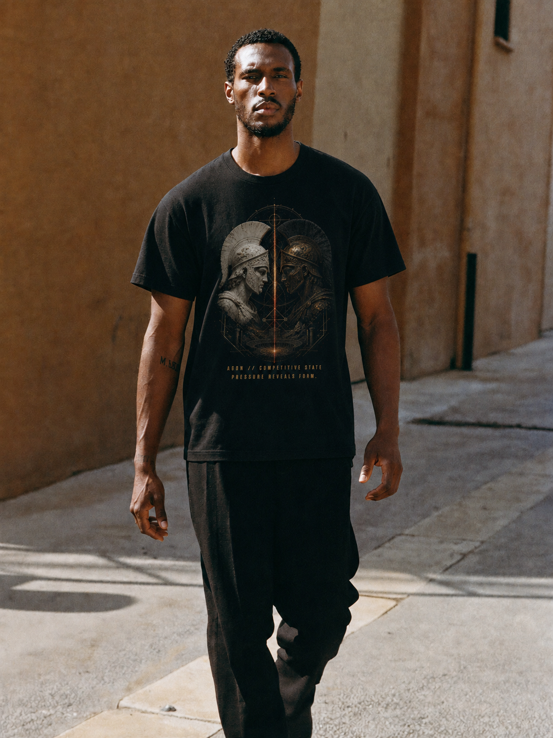 Agon Competitive State black T-shirt — male Athens lifestyle shot 01