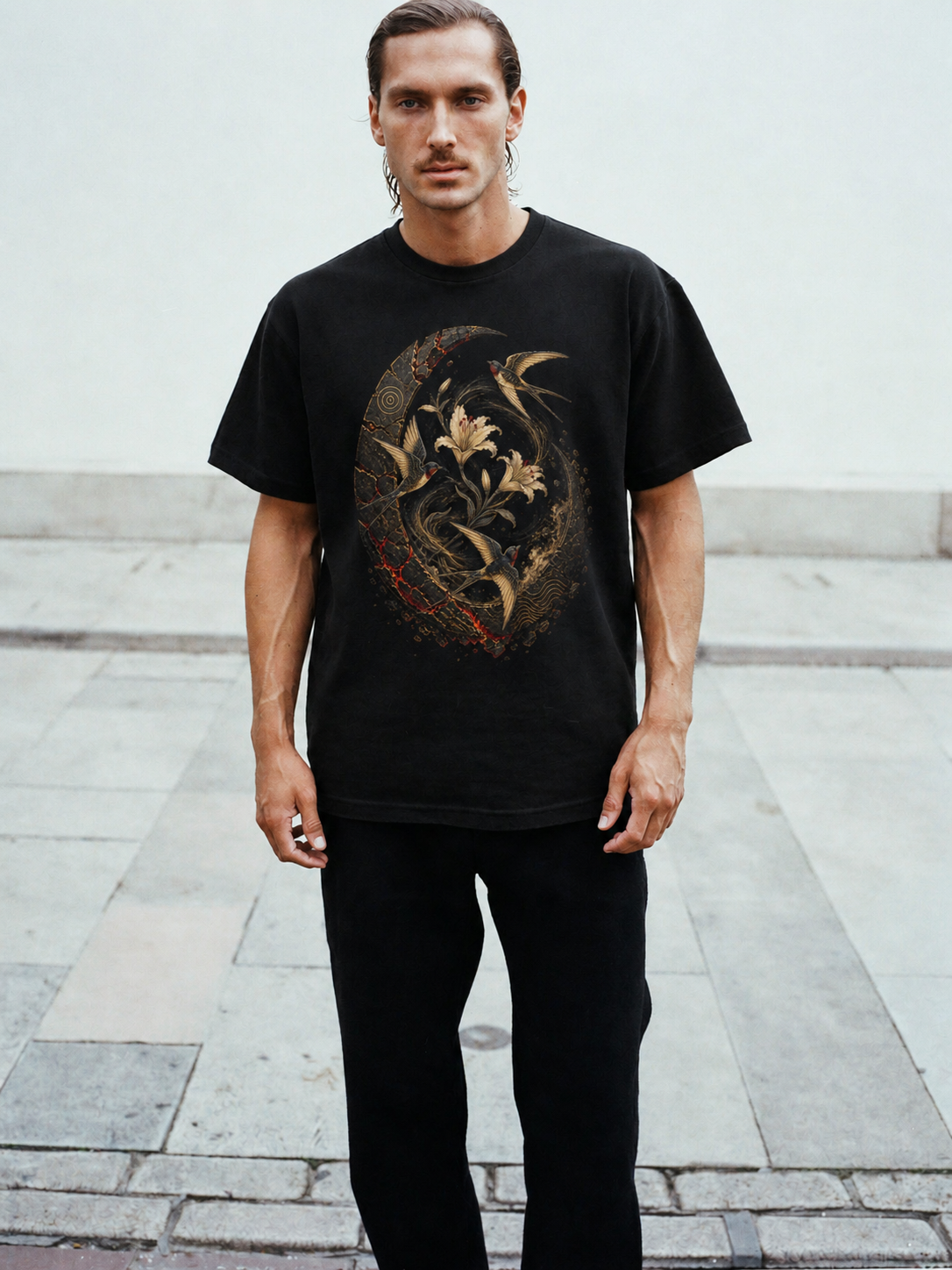 Akrotiri Spring Cycle T-Shirt — male lifestyle scene 1 in Athens