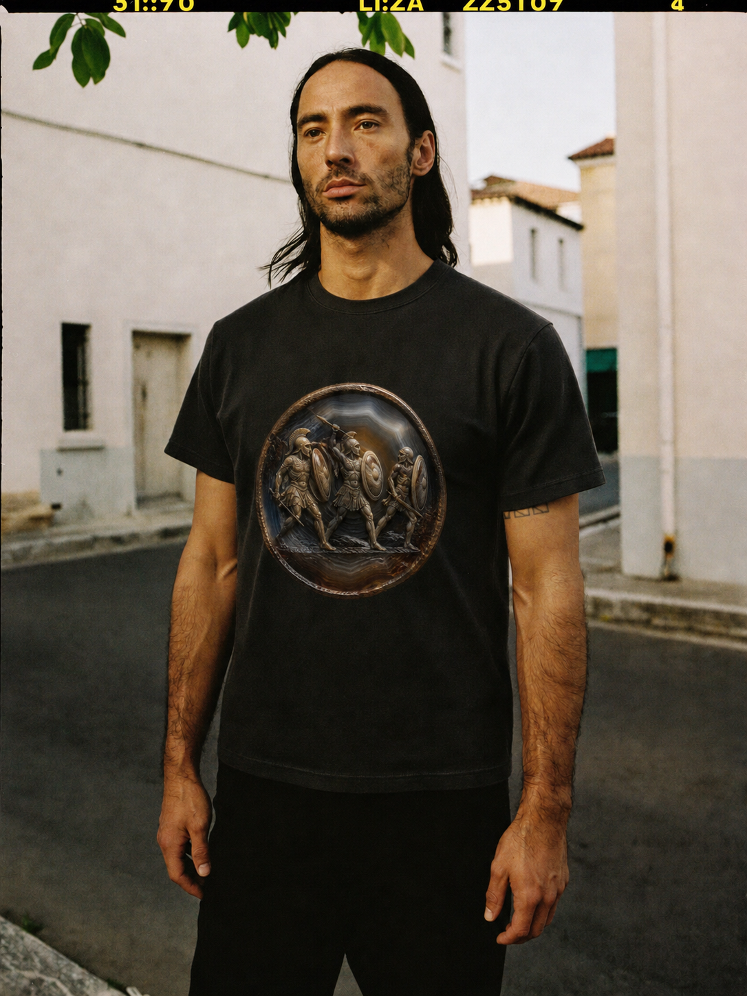 Pylos Combat Agate T-Shirt — male lifestyle scene 1 in Athens