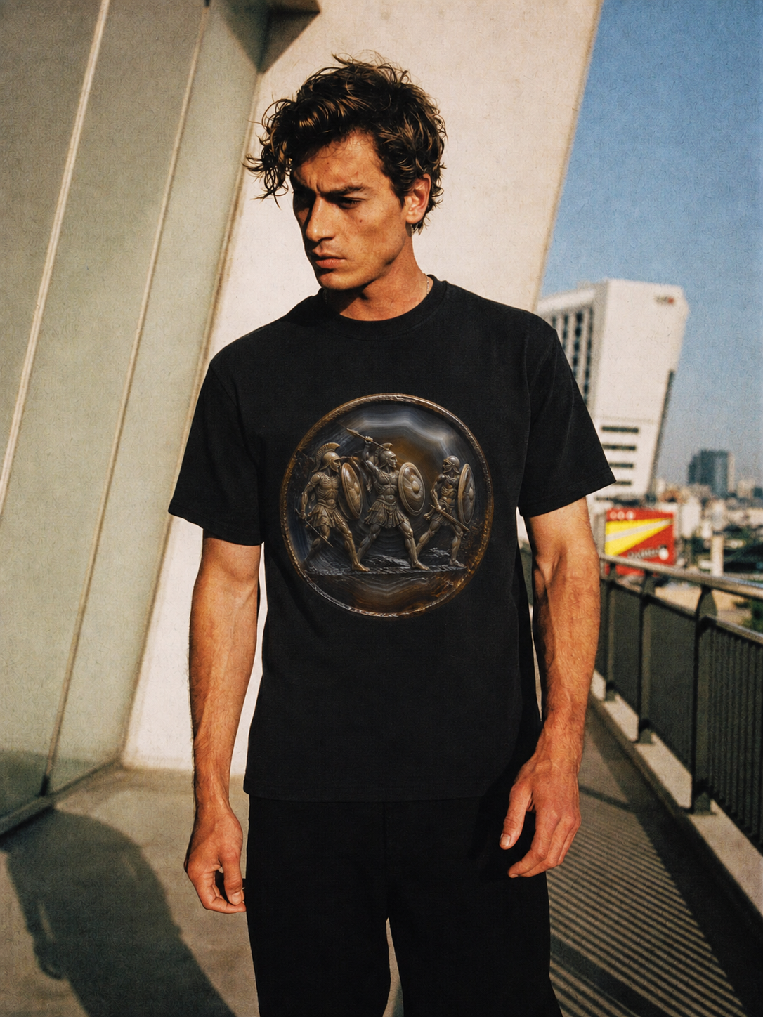 Pylos Combat Agate T-Shirt — male lifestyle scene 2 in Athens
