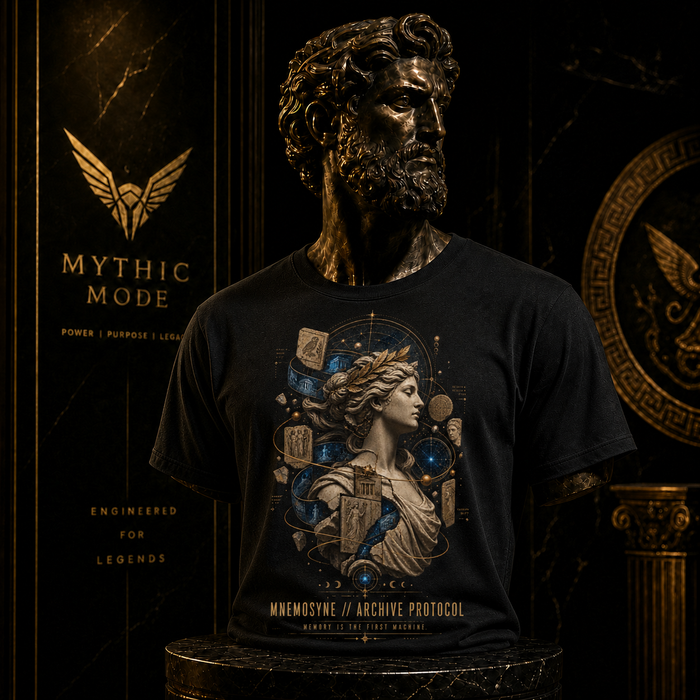 Mnemosyne Archive Protocol T-Shirt — Mythic Mode primary scene