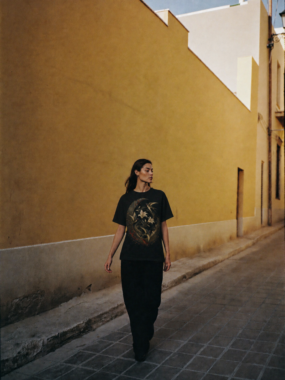 Akrotiri Spring Cycle T-Shirt — female lifestyle scene 1 in Athens