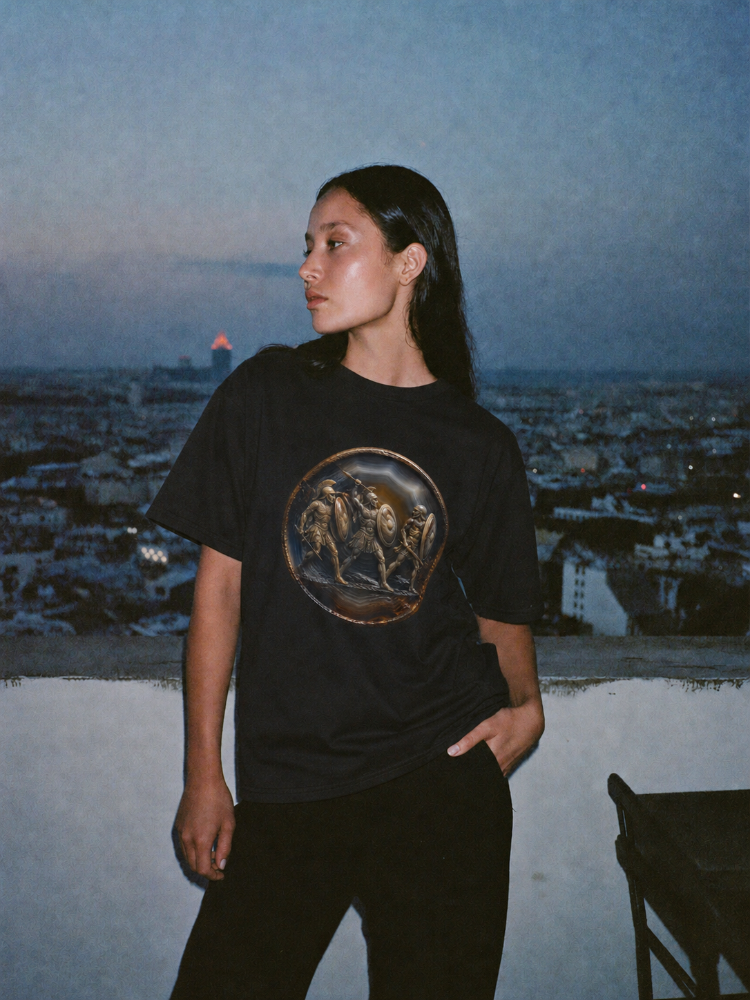 Pylos Combat Agate T-Shirt — female lifestyle scene 1 in Athens