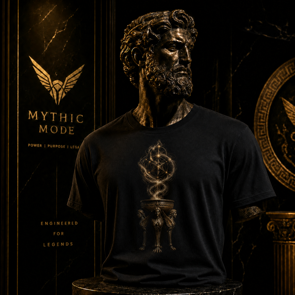 Delphic Tripod T-Shirt — Mythic Mode primary scene