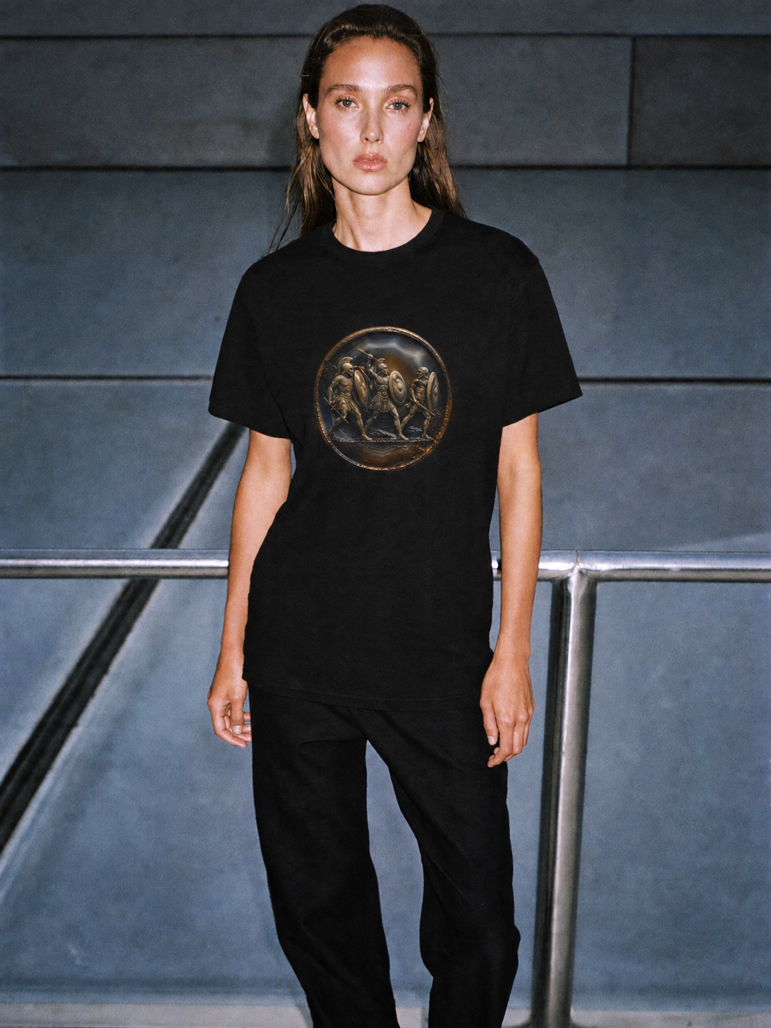 Pylos Combat Agate T-Shirt — female lifestyle scene 2 in Athens