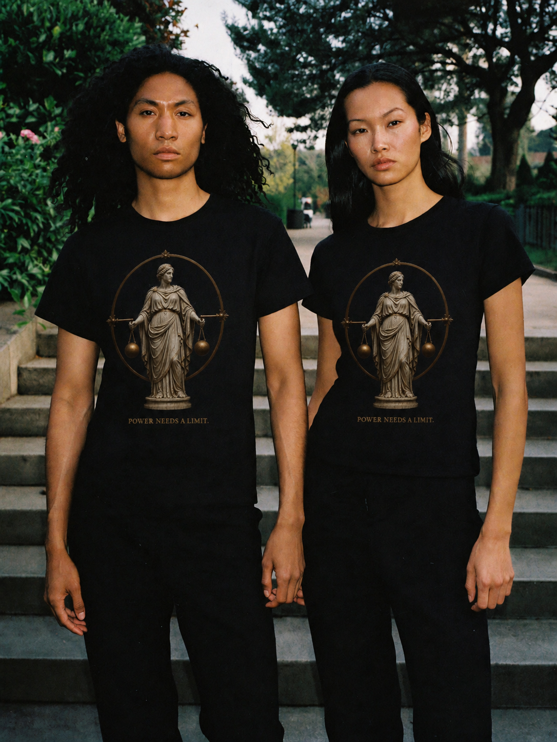 Sophrosyne Measure Within black T-shirt — couple Athens lifestyle shot 05