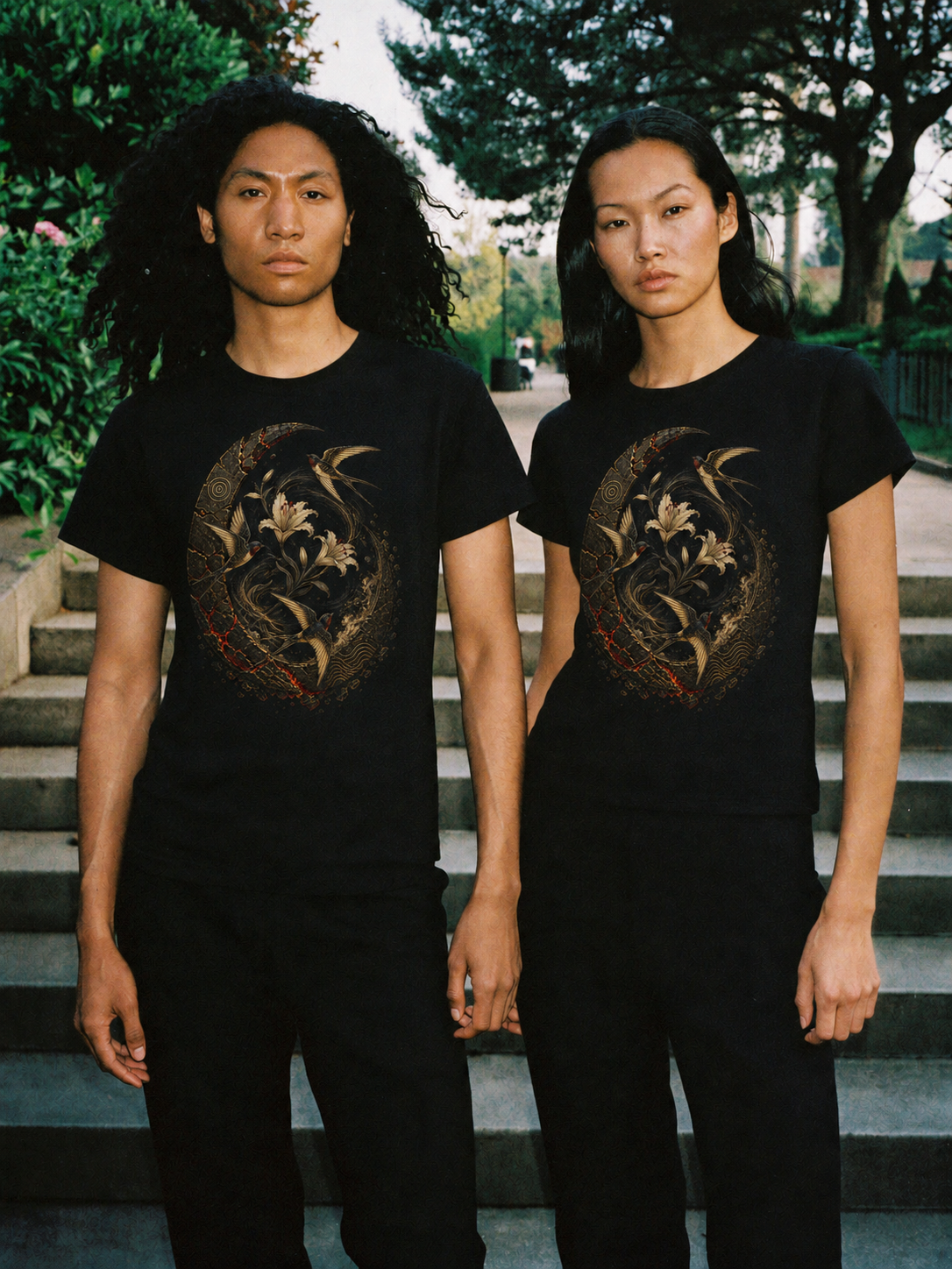 Akrotiri Spring Cycle T-Shirt — couple lifestyle scene 2 in Athens