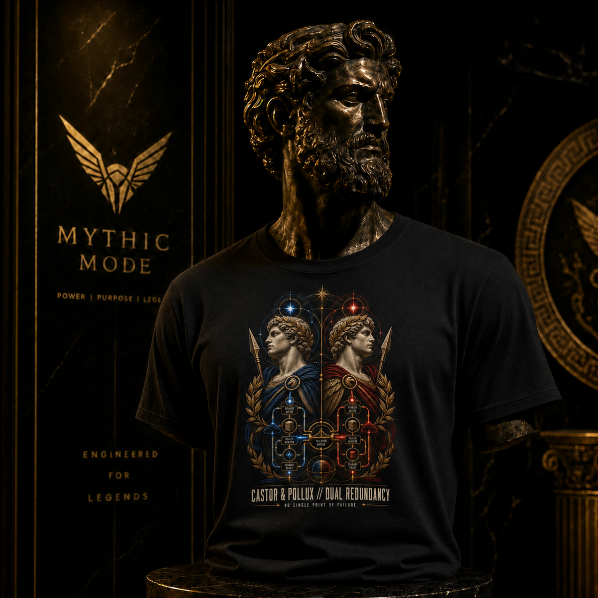 Castor & Pollux Dual Redundancy T-Shirt — Mythic Mode primary scene