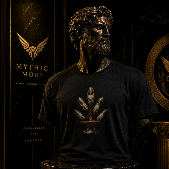 Cretan Dactyl Hand Forge T-Shirt — Mythic Mode primary scene