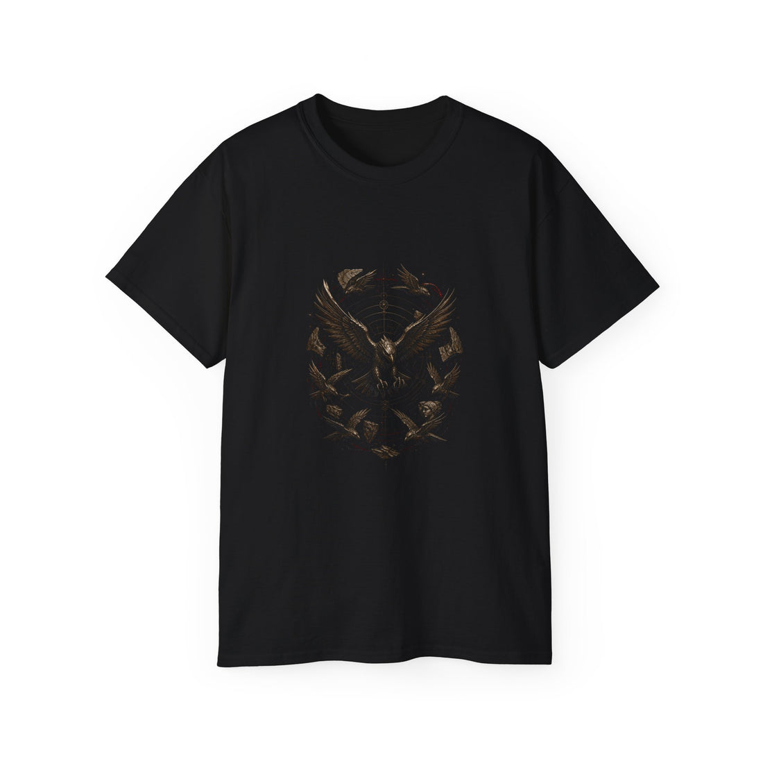 Stymphalian Metal Flock T-Shirt — Printify front view