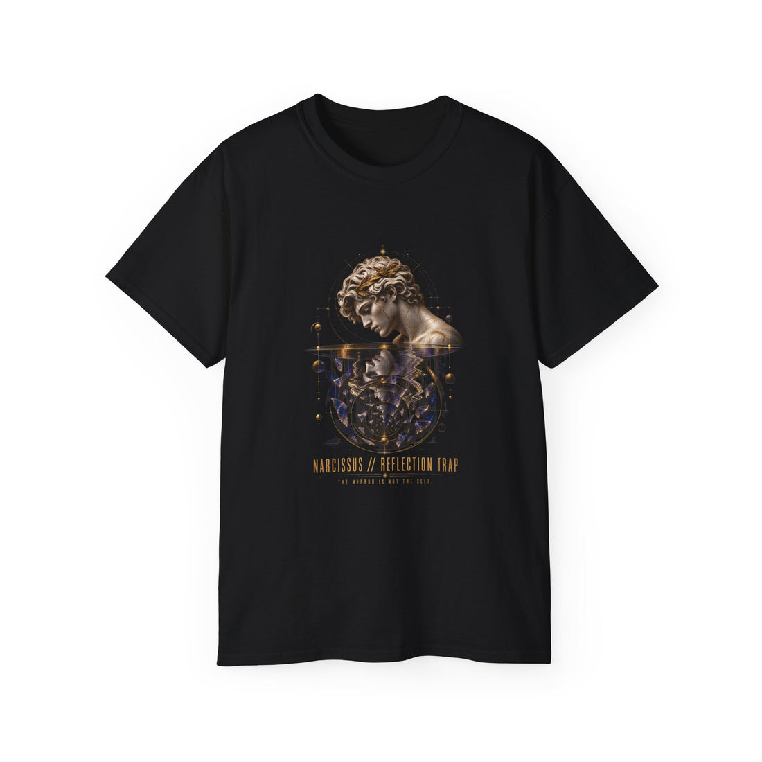 Narcissus Reflection Trap T-Shirt — Printify front view