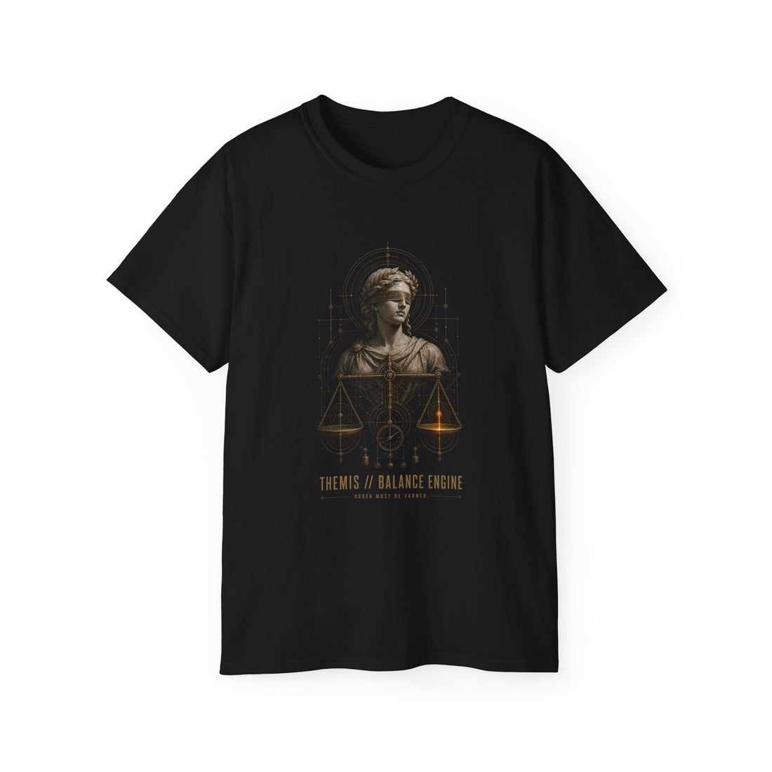 Themis Balance Engine T-Shirt — Printify front view