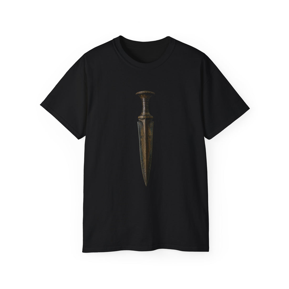 Mycenaean Gold-Weave Blade T-Shirt — Printify front view