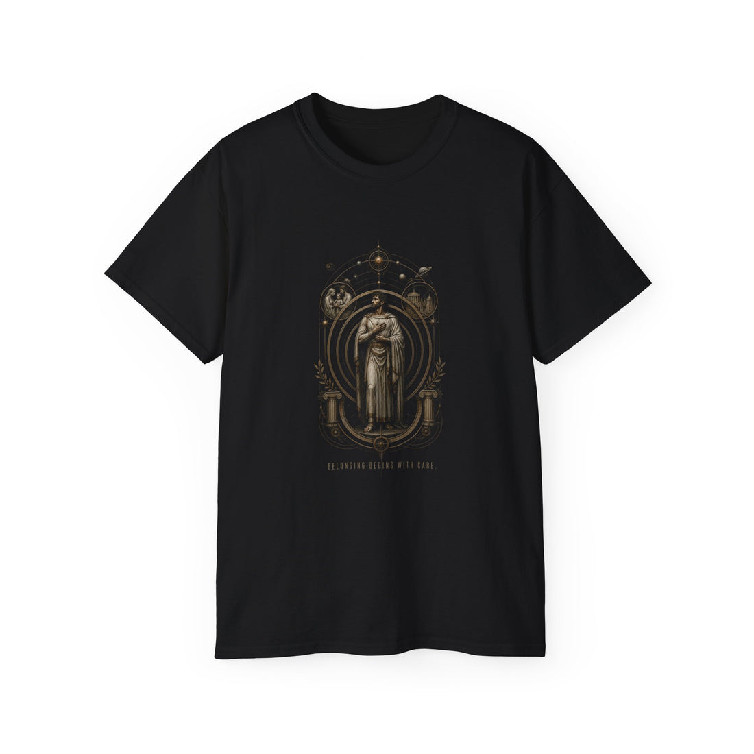 Oikeiosis Expanding Circle T-Shirt — Printify front view