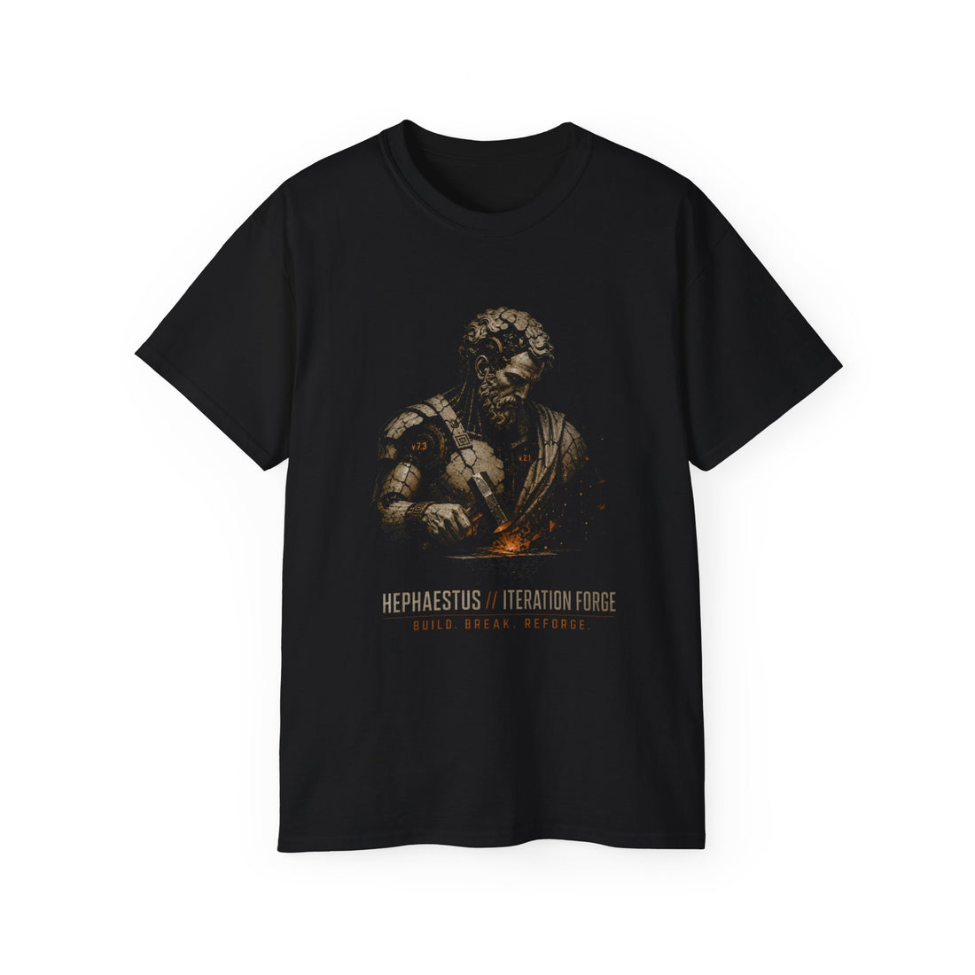 Hephaestus Iteration Forge T-Shirt — Printify front view