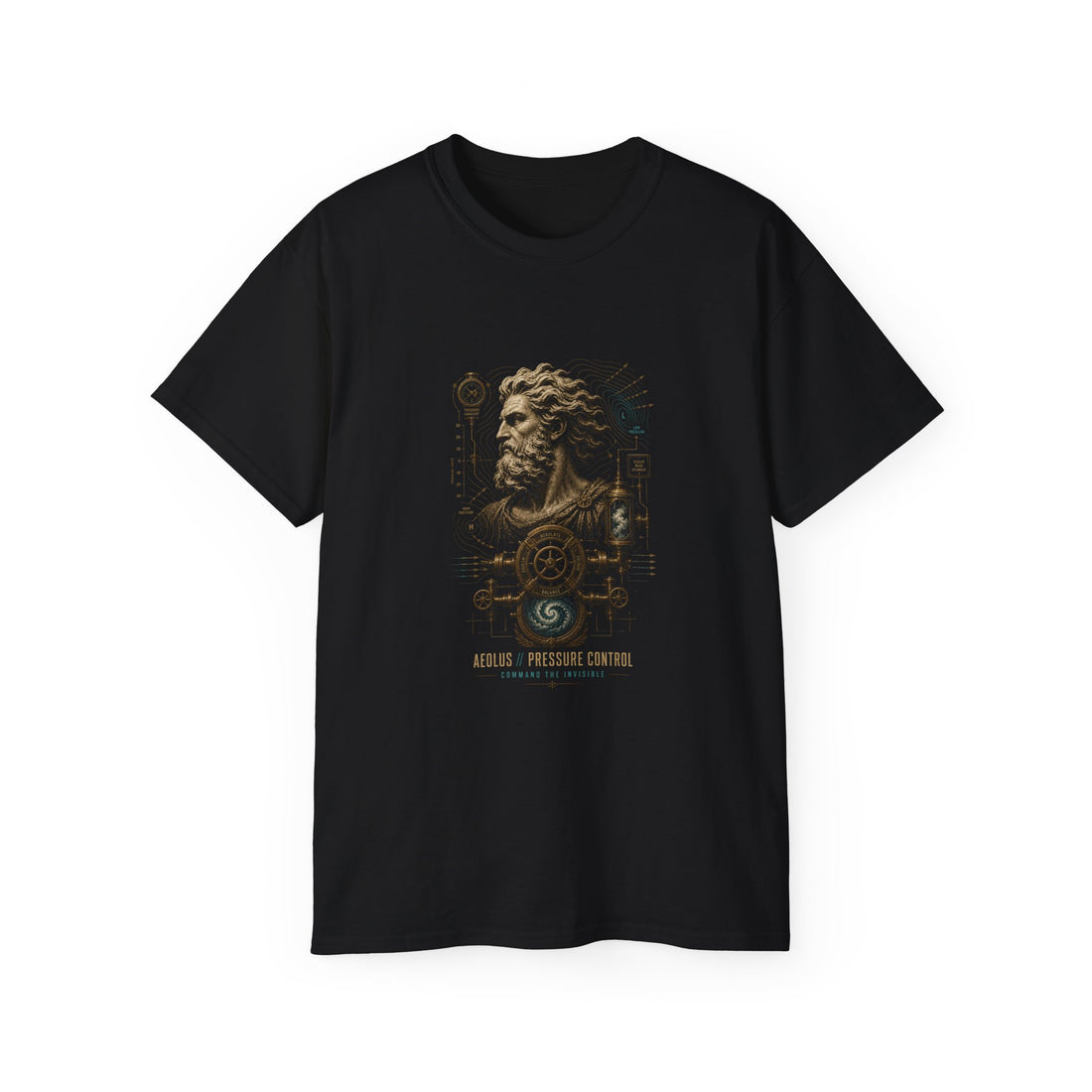 Aeolus Pressure Control T-Shirt — Printify front view