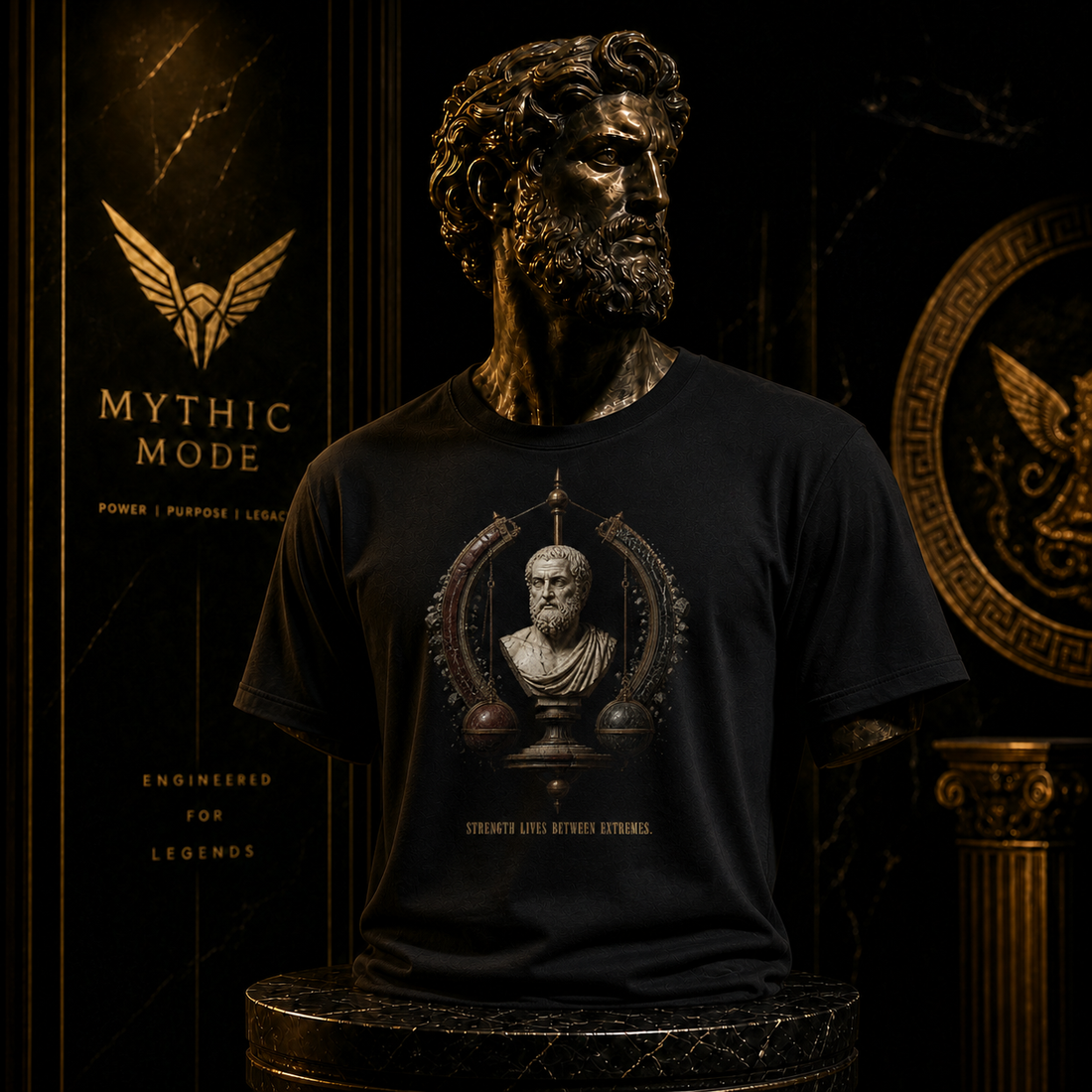 Aristotle Golden Mean T-Shirt — Mythic Mode primary scene