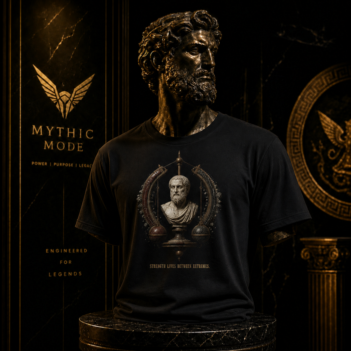 Aristotle Golden Mean T-Shirt — Mythic Mode primary scene