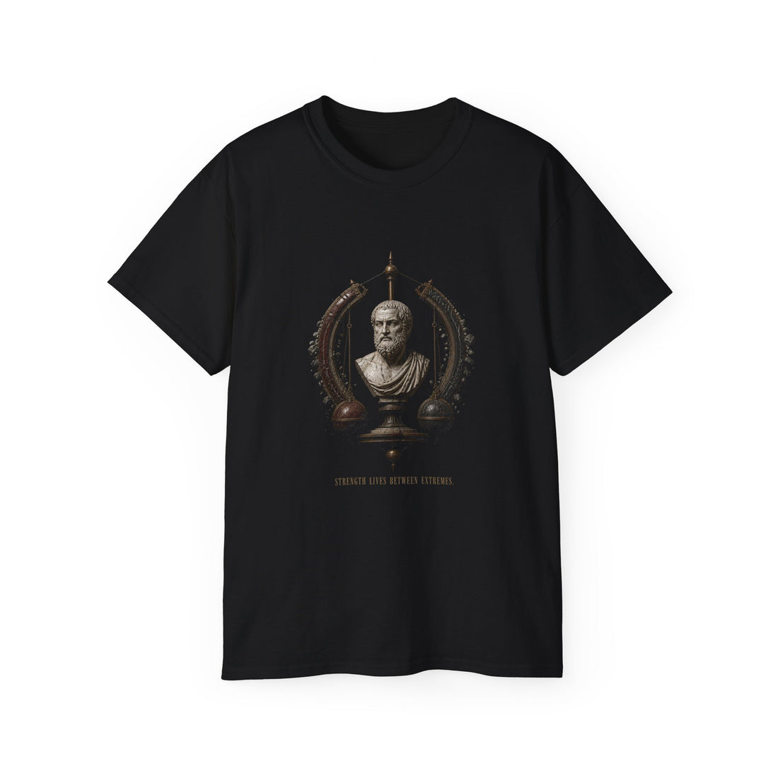 Aristotle Golden Mean T-Shirt — Printify front view