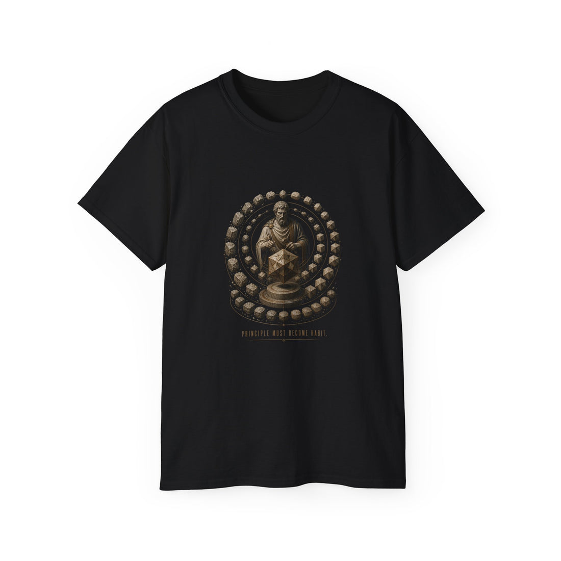 Musonius Practice Discipline T-Shirt — Printify front view