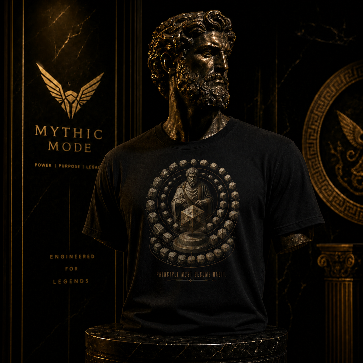 Musonius Practice Discipline T-Shirt — Mythic Mode primary scene