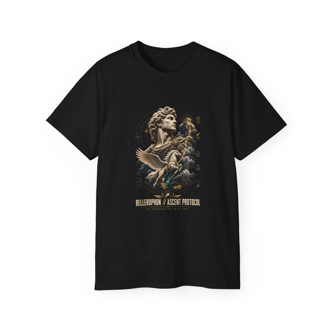 Bellerophon Ascent Protocol T-Shirt — Printify front view
