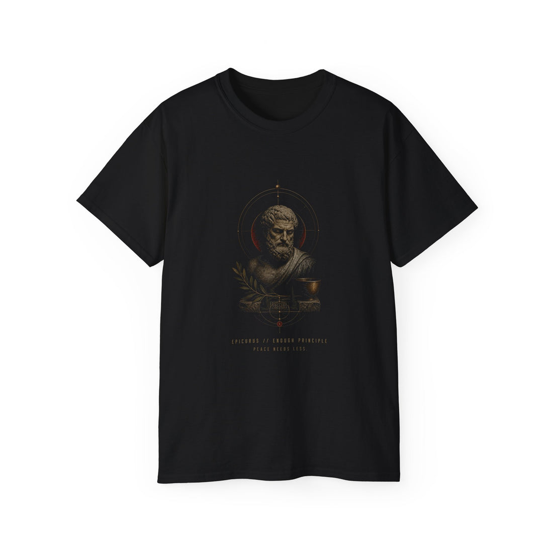Epicurus Enough Principle T-Shirt — Printify front view