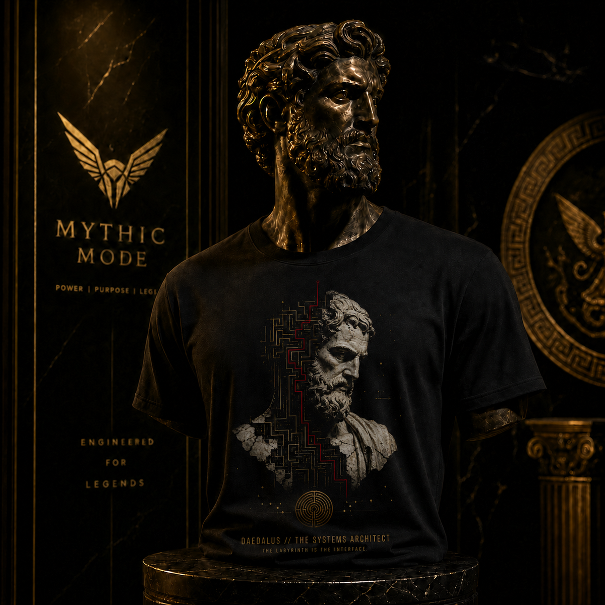 Daedalus Systems Architect black T-shirt — Mythic Mode primary scene