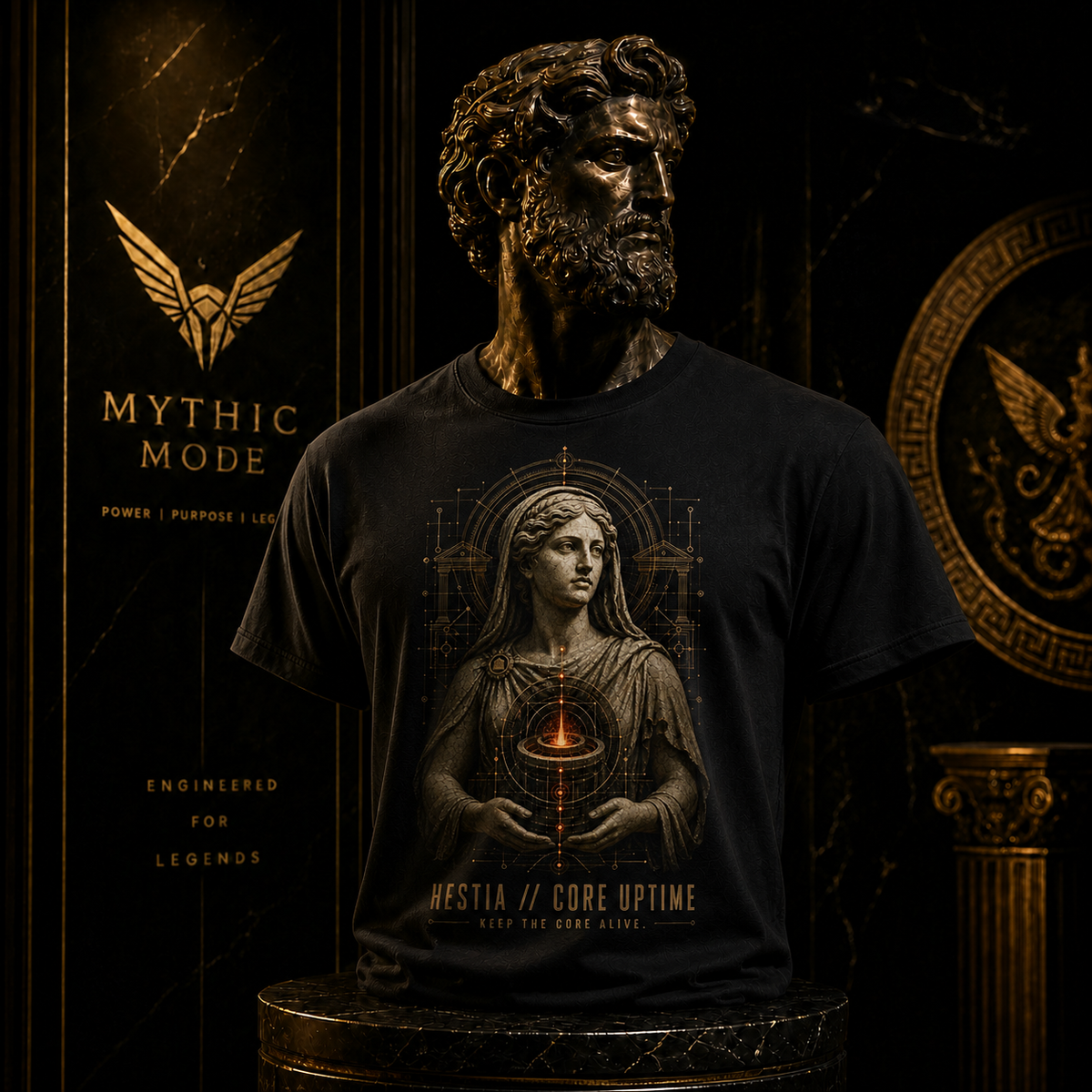Hestia Core Uptime T-Shirt — Mythic Mode primary scene