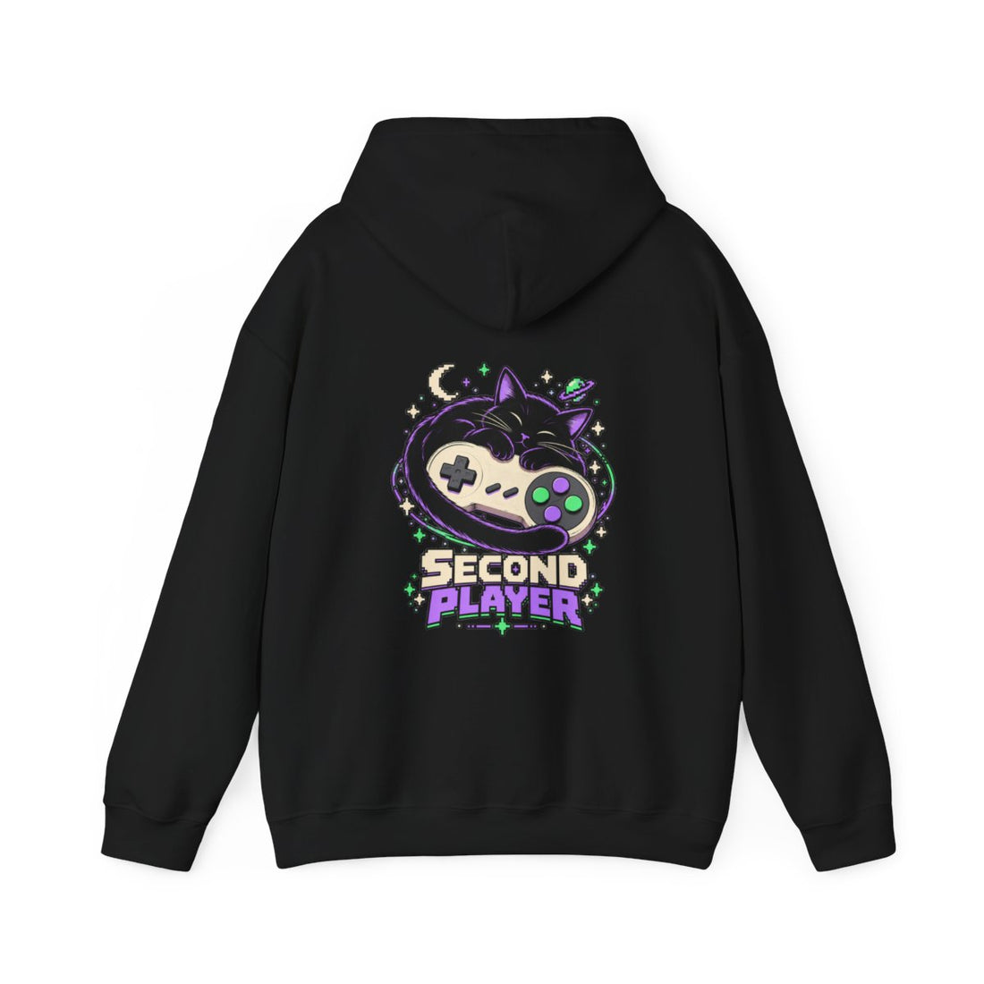 SECOND PLAYER — Black Gildan 18500 hoodie, back, provider mockup