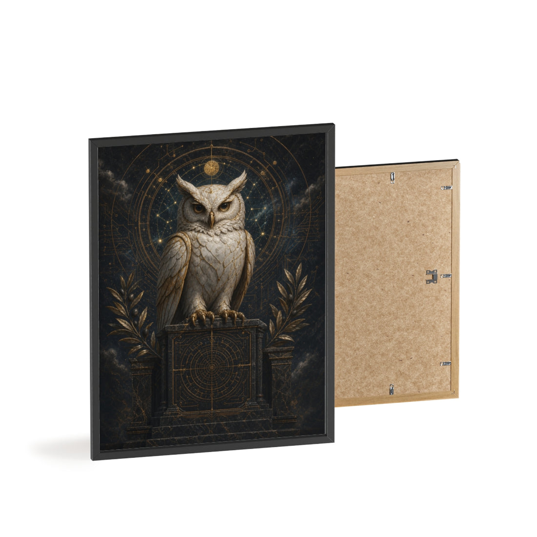 Mythic Mode Owl of Wisdom Nocturne framed poster angle