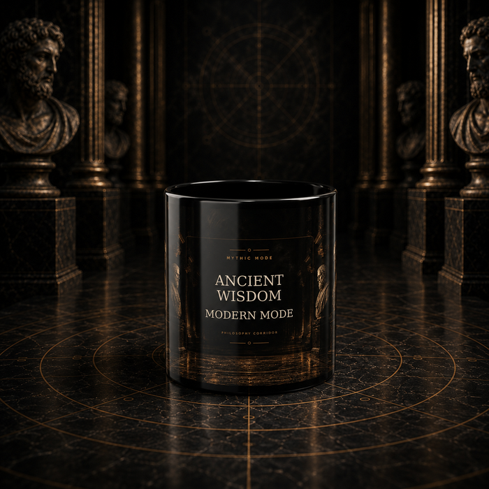 Mythic Mode Philosophy Corridor black coffee cup front view